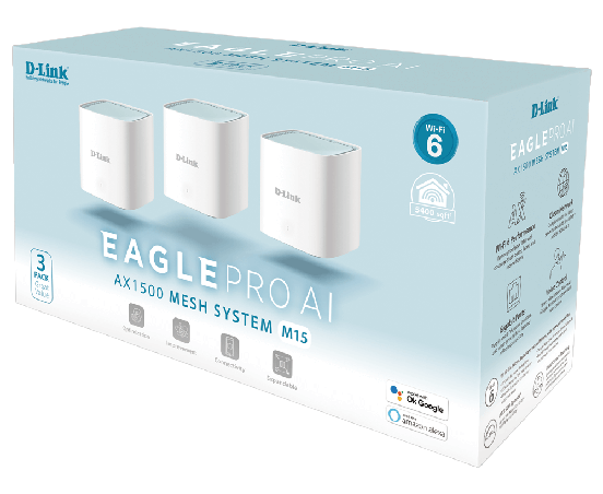 D-Link EAGLE PRO AI WiFi 6 AX1500 Mesh System - (M15)